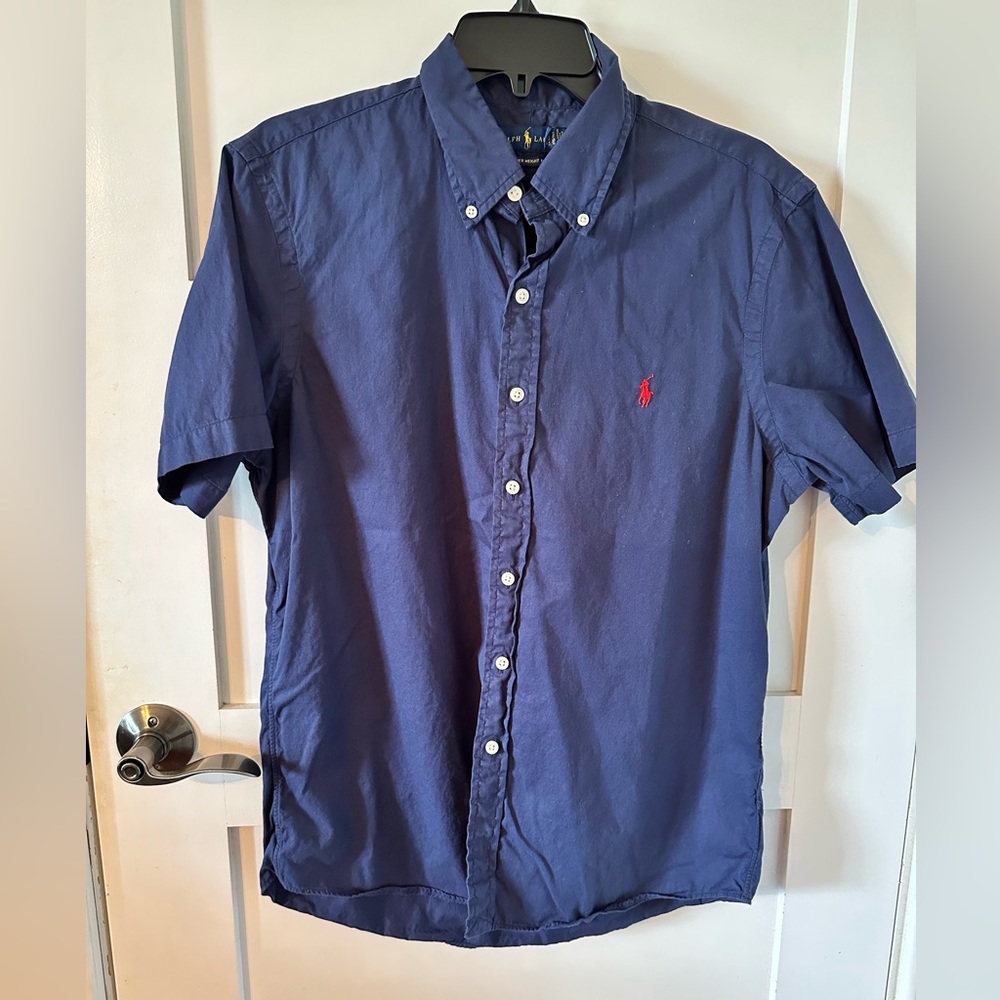 Men’s Navy Polo Button Down. Medium
